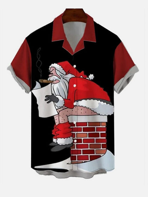 Men's Christmas Funny Graphic Short Sleeve Hawaiian Shirt